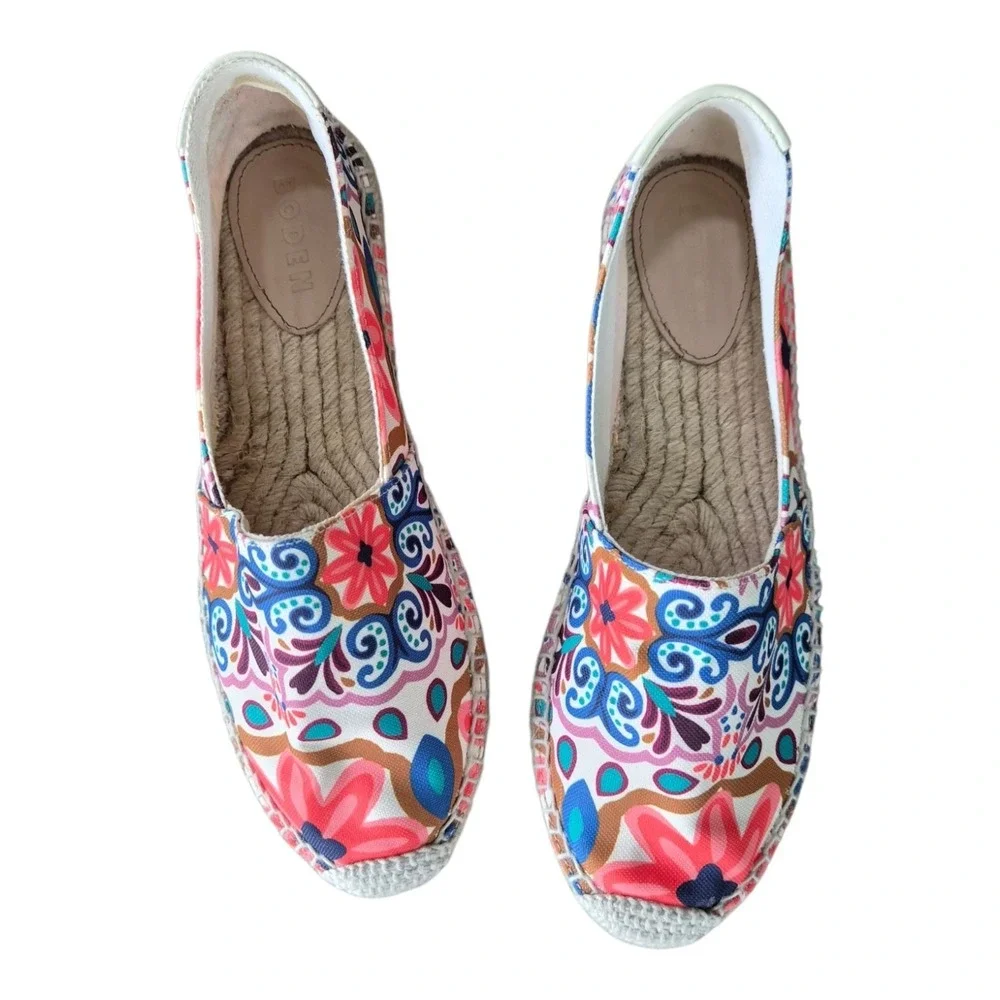 Boden Floral Print Espadrille Flats Women's EU 38 US 7.5 Canvas Shoes Colorful